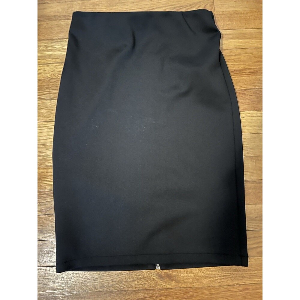 Catherine Malandrino Women’s Black Pencil Skirt Size 8 Knee Length Satin Zip